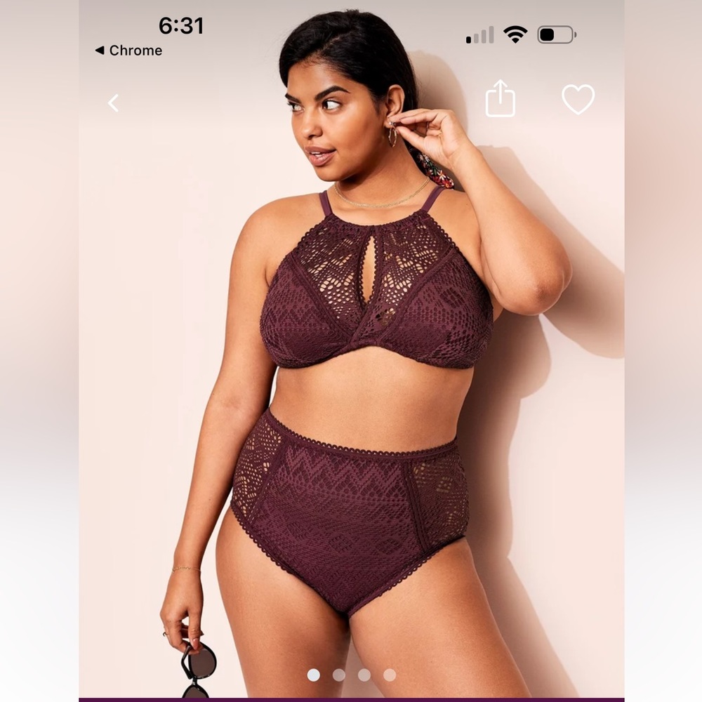 🍉 Adore Me Lianne Contour plus size bikini top, high neck top 4X crochet lined
